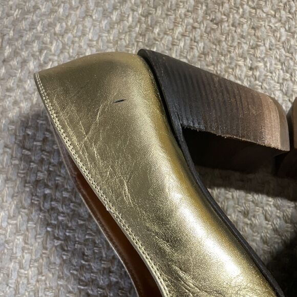 DRIES VAN NOTEN Italy 36 eu 5.5-6 us Gold Leather Heels Pumps Women's Shoes - Picture 7 of 11